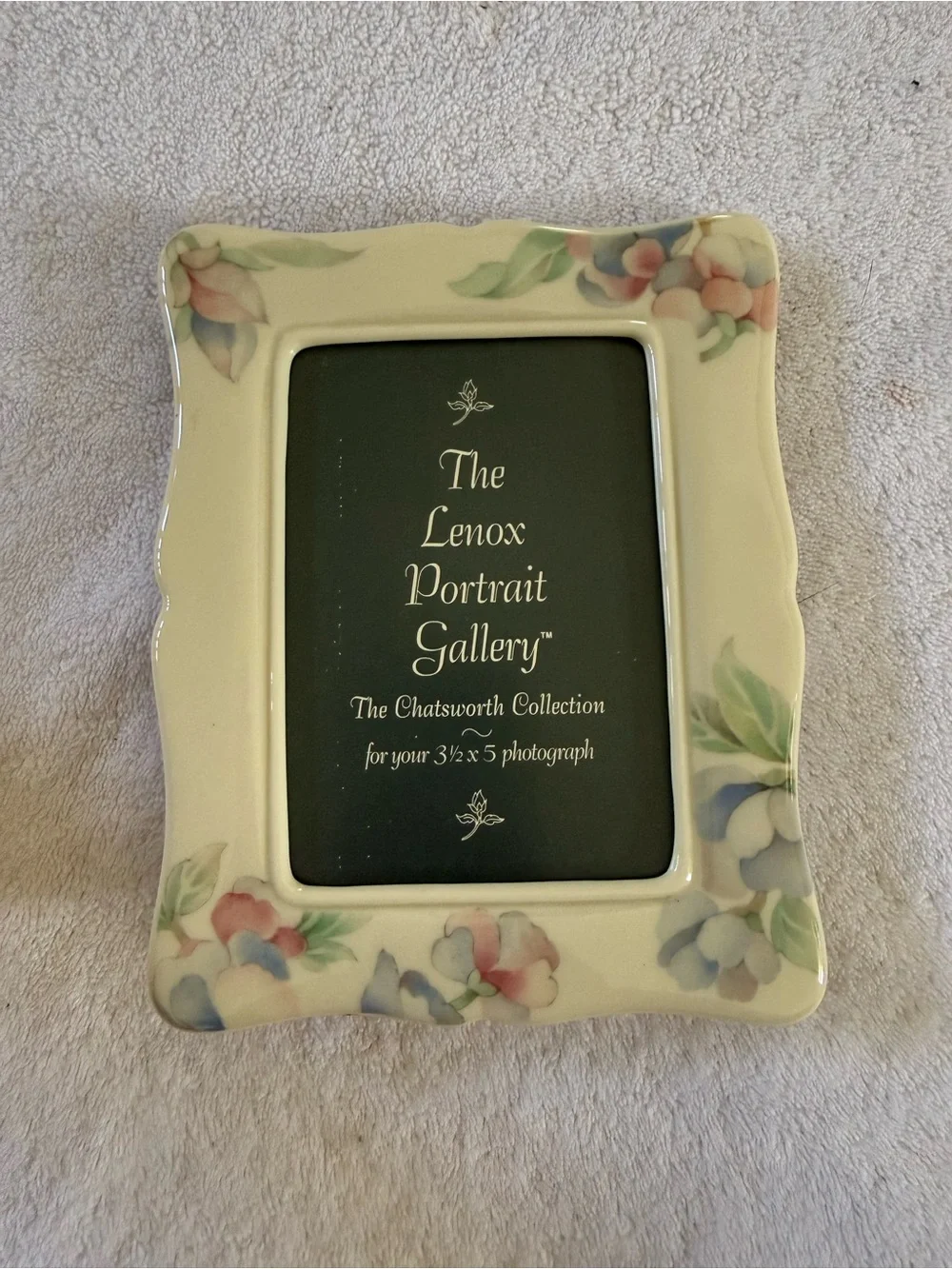 Lenox Ceramic Frame in Cream with Pink & Green Floral Accents